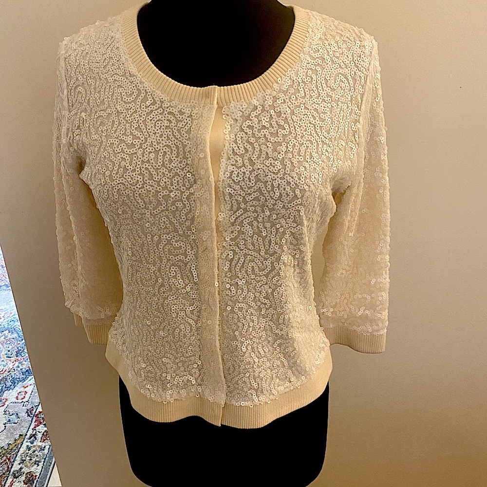 Beautiful 3/4 Sleeve Lafayette 148 Sequined Cardigan